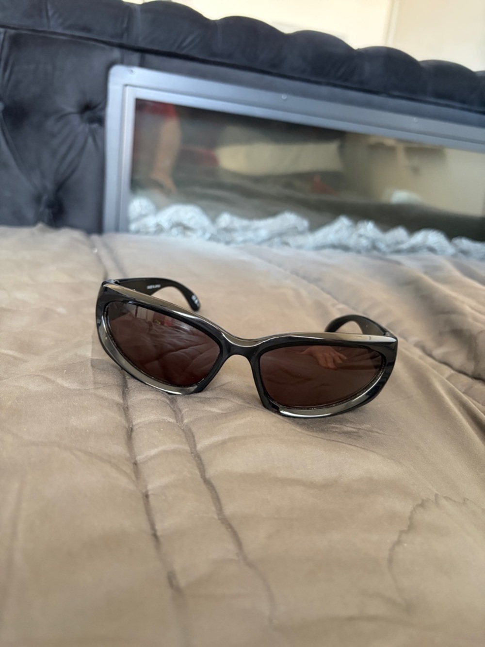 Authentic Black Swift Oval Balenciaga Sunglasses